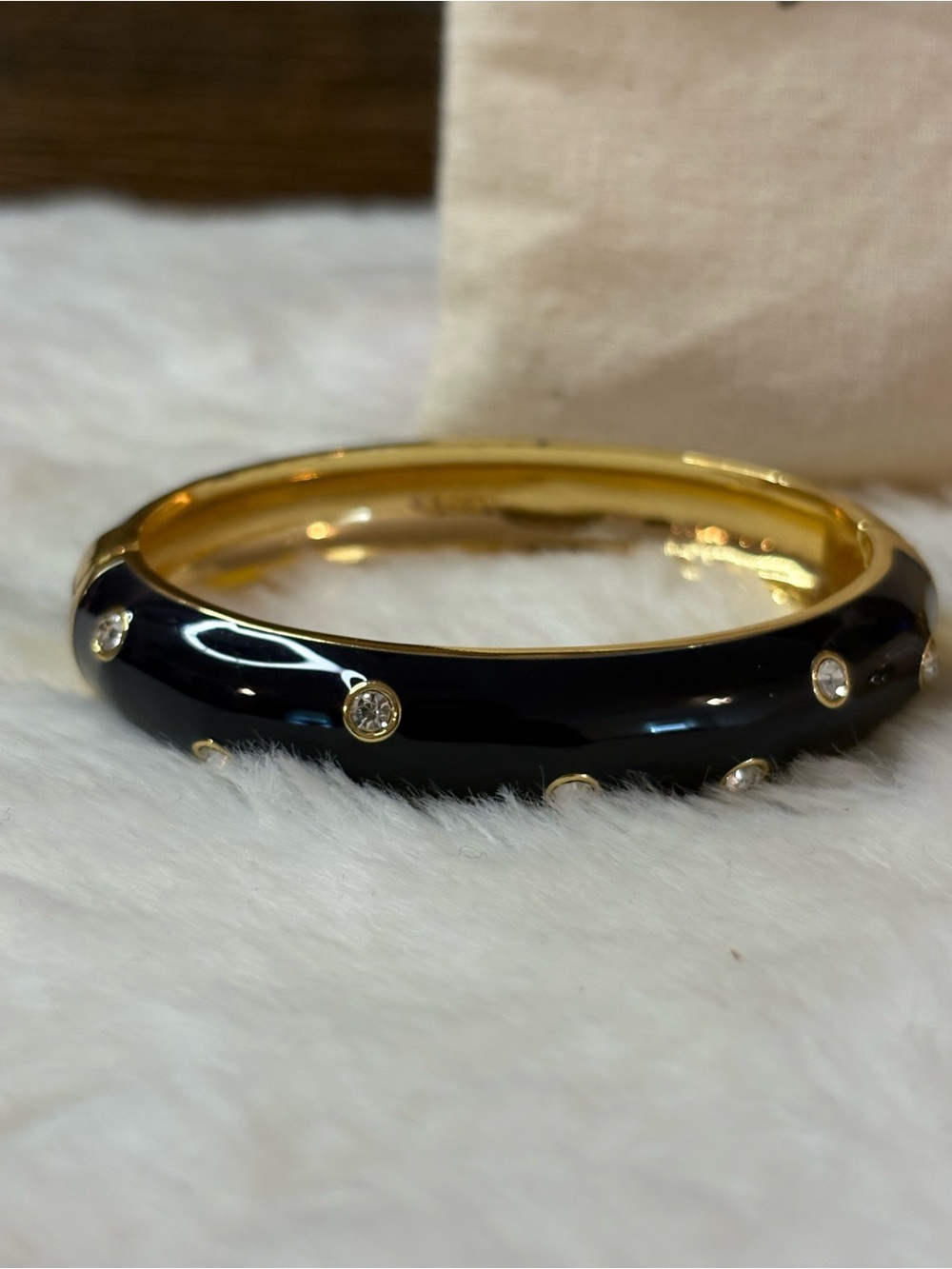 J.Crew Women's Gold-Tone Black and Blush Crystal Bangle Set - Picture 2 of 5